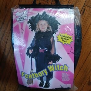 Feathery Witch - Toddler Girl Complete Costume Set. Size 3T to 4T
